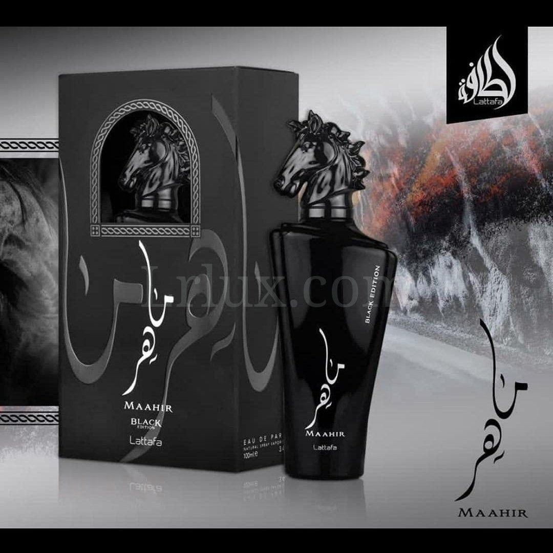 Lattafa Maahir Black Edition for Unisex Eau de Parfum Spray, 3.4 Ounce - Lrlux.com