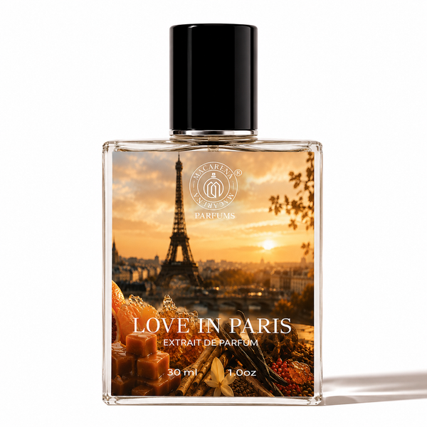 LOVE IN PARIS 30ml EXTRAIT DE PARFUM by MACARENA . INSPIRED BY LOST IN PARIS ROJA ( PRE ORDER YOUR  BOTTLE  SHIPPING 9.8.2026 )