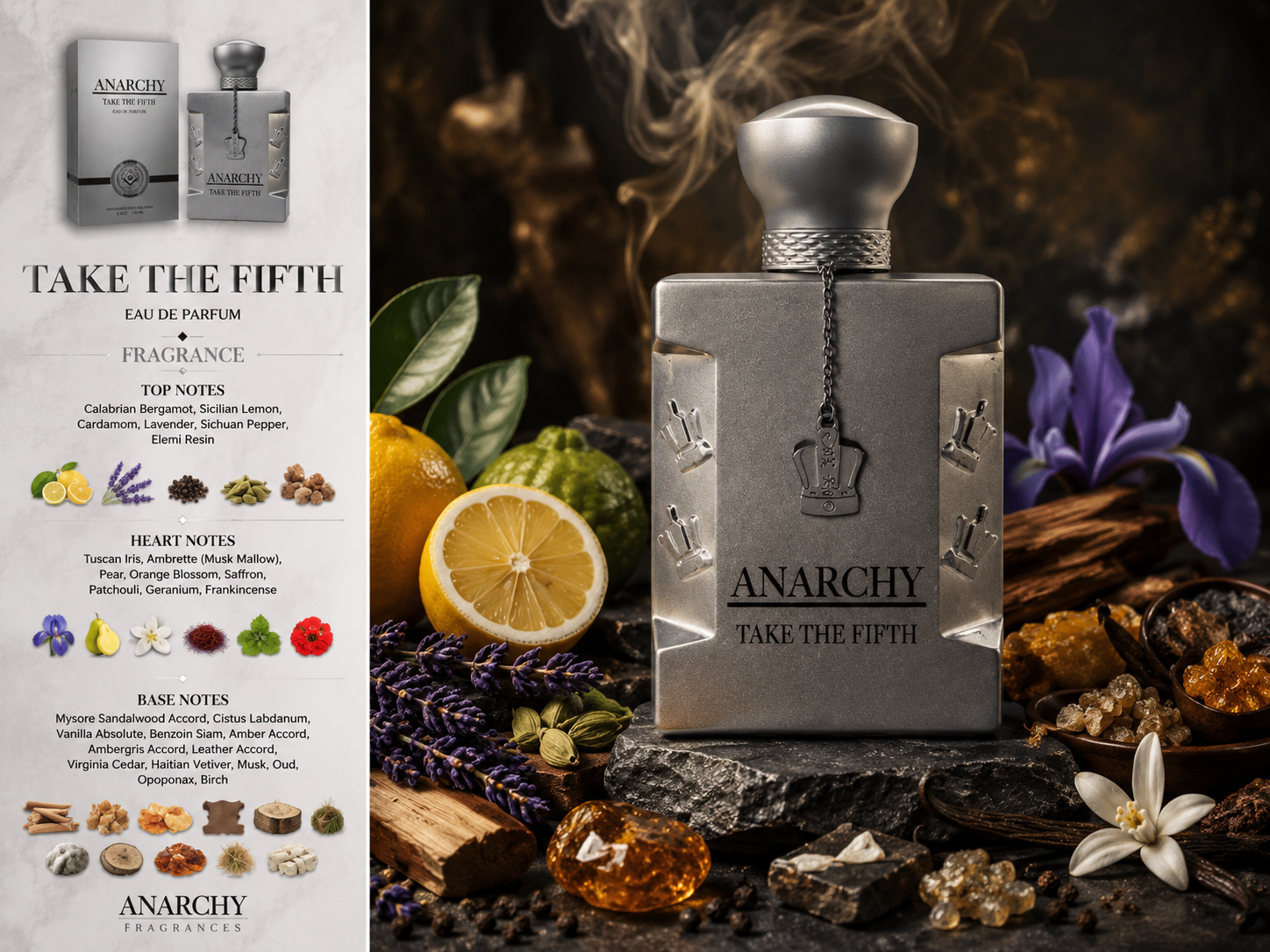 Anarchy Take the Fifth 3.4 oz For Men  Parfum  (Pre Order  Shipping on  9.1.2026)