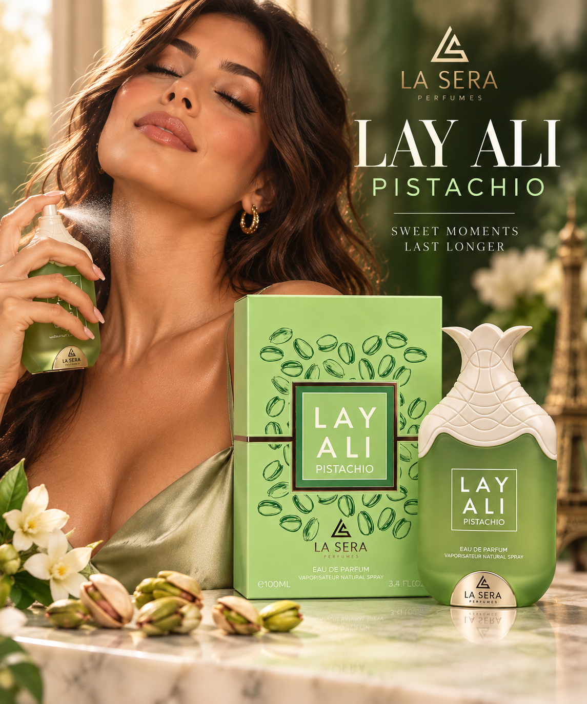 LAY ALI PISTACHIO by LA SERA, Eau de Parfum, 100 ml / 3.4 fl oz.