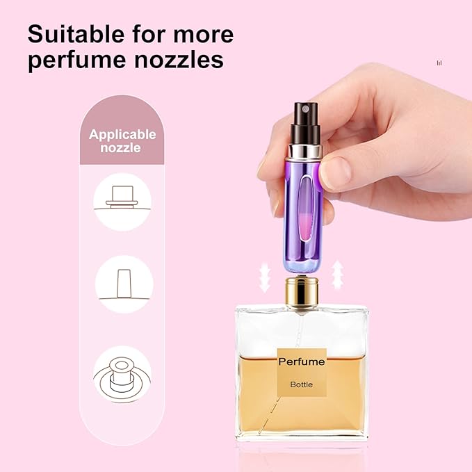 5 Pack Mini Refillable Perfume Atomizer Bottle,Portable Perfume Empty Spray Bottle,Multicolor Travel Perfume Dispenser,Refill Scent Pump Case Perfume Bottle for Traveling Outgoing 5ml/0.2oz - Lrlux.com