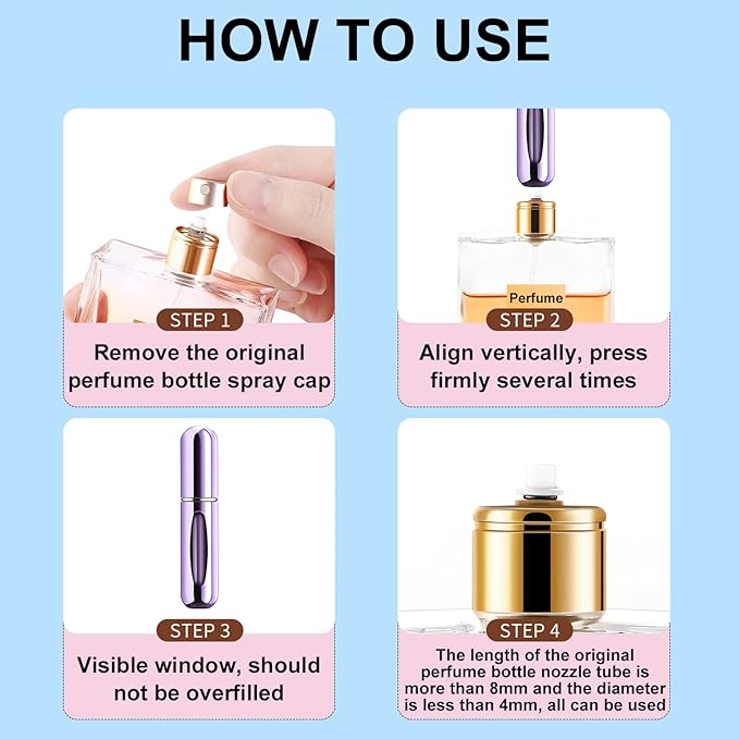5 Pack Mini Refillable Perfume Atomizer Bottle,Portable Perfume Empty Spray Bottle,Multicolor Travel Perfume Dispenser,Refill Scent Pump Case Perfume Bottle for Traveling Outgoing 5ml/0.2oz - Lrlux.com