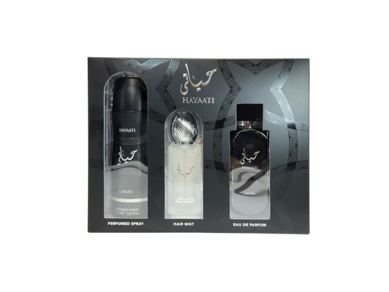 LATTAFA HAYAATI 3 PCS GIFT SET WITH 100ML EDP + 200ML DEO + 50ML