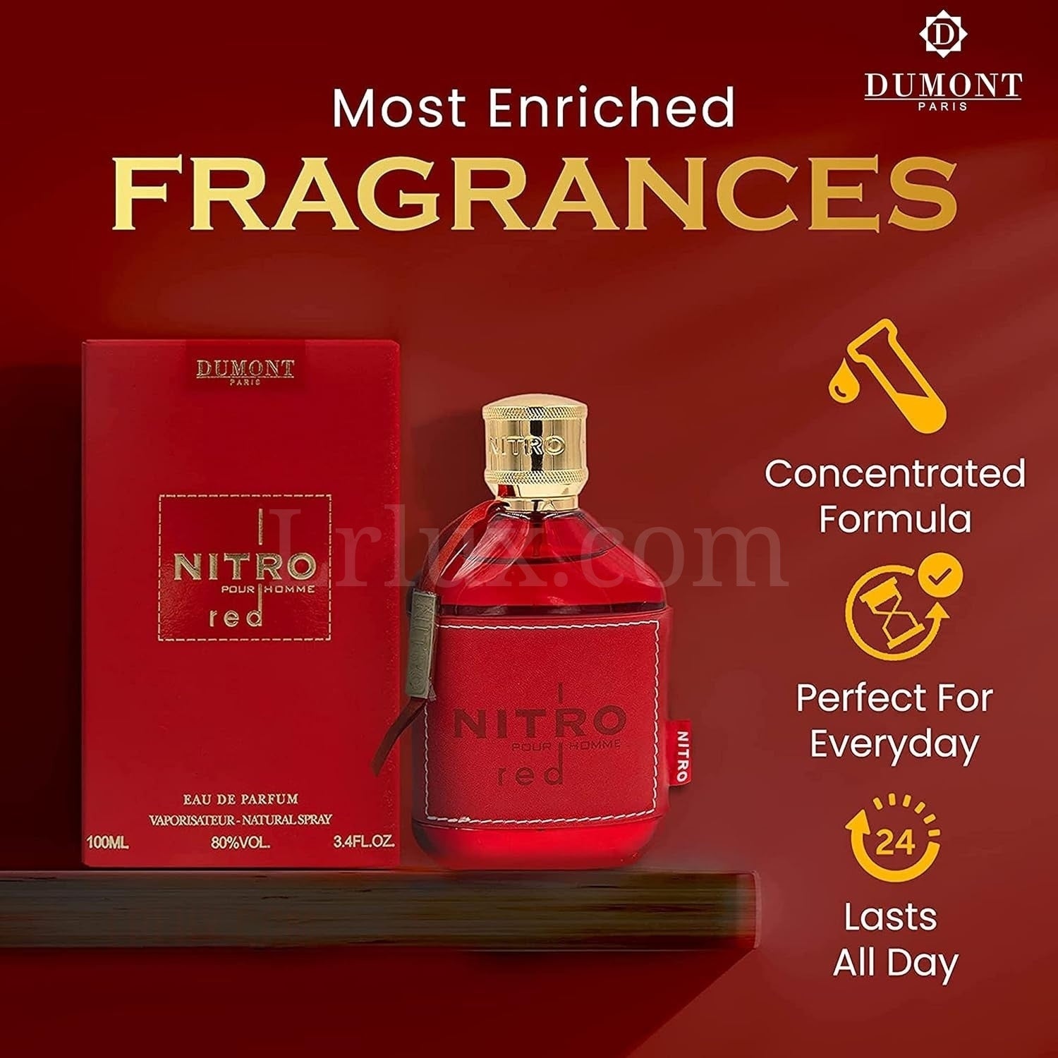 Nitro Red by Dumont   3.4oz Eau De Parfum Luxury - Lrlux.com