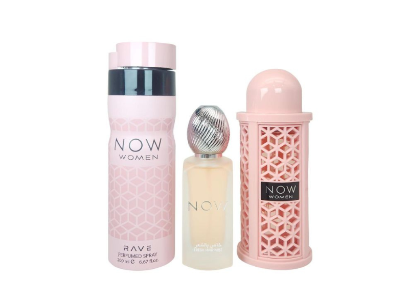 LATTAFA RAVE NOW WOMEN 3 PCS GIFT SET WITH 100ML EDP + 200ML DEO + 50ML HAIRMIST - Lrlux.com