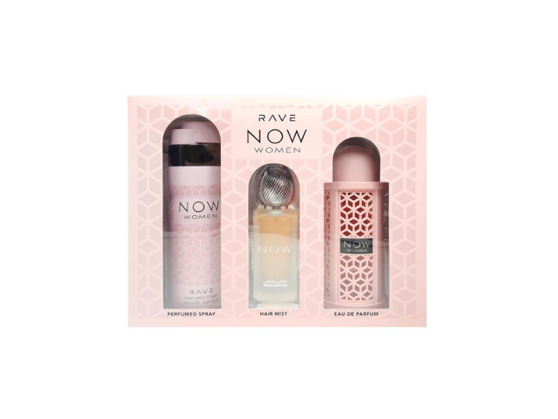 LATTAFA RAVE NOW WOMEN 3 PCS GIFT SET WITH 100ML EDP + 200ML DEO + 50ML HAIRMIST - Lrlux.com